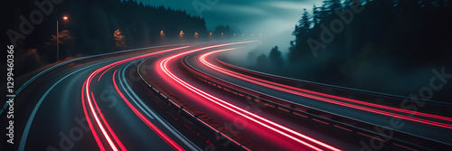 A long, curving road with many cars on it