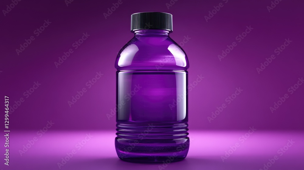 A crisp, modern image of a cleaning solution bottle with sleek curves and a minimal label, isolated on a bright purple background for a striking visual. A crisp, modern image of a cleaning solution bottle with sleek curves and a minimal label, isolated on a bright purple background for a striking visual.