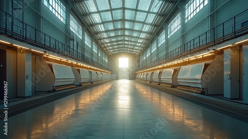 Cinematic shot of modern barley harvesting technology in the USA with minimalist design