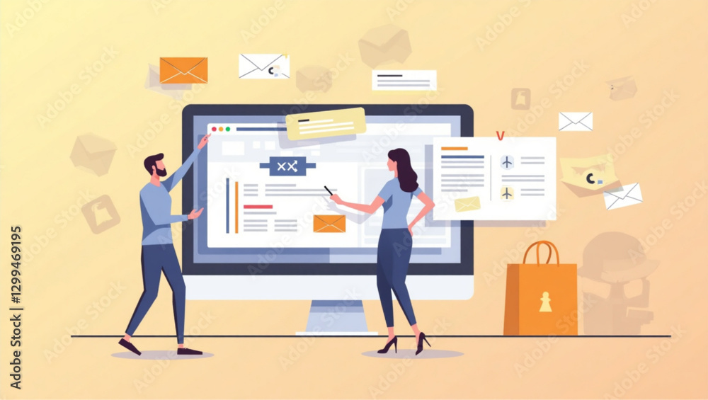 Manager sending targeted email campaigns and newsletters for customer engagement and promotion Manager sending targeted email campaigns and newsletters for customer engagement and promotion
