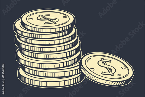 Generate a photorealistic image of a meticulously arranged stack of gleaming, golden coins, showcasing individual detail and depth.