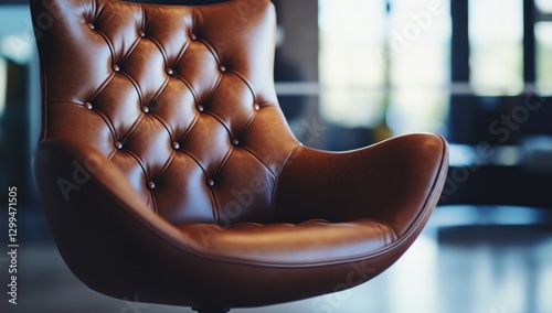 Luxurious Brown Leather Chair in Modern Office Setting