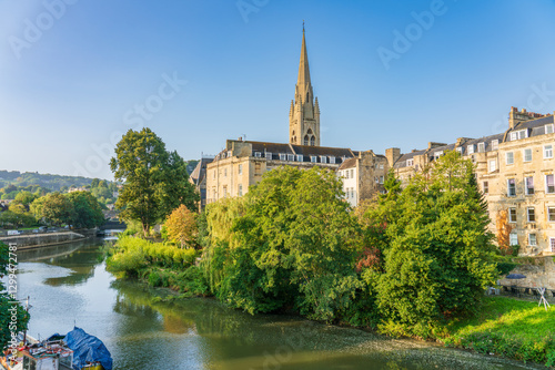 Obraz na płótnie Tower of St John the Evangelist Church in Bath. Somerset. England w salonie