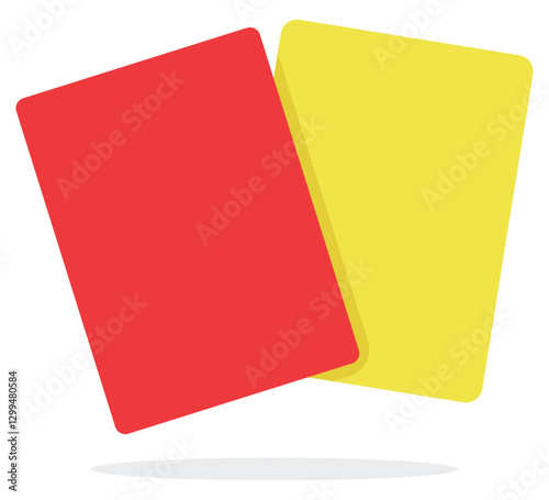 Yellow and red penalty cards flat icon isolated on white background.