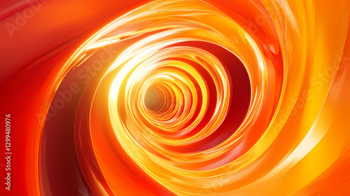 Fototapeta Naklejka Na Ścianę i Meble -  Abstract neon tunnel with orange, yellow and red stripes. 3d render. Energy - Fire. Illustration