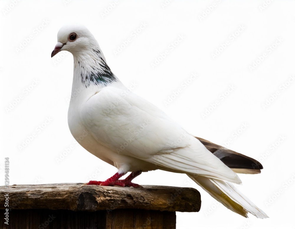 Fototapeta premium White Pigeon: Elegant Bird Isolated on White Background