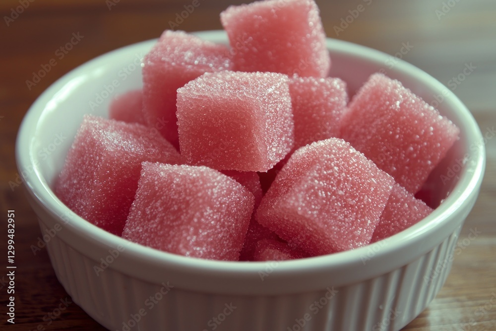A close-up of freshly washed watermelon cubes with visible water droplets, placed in a simple white ceramic bowl A close-up of freshly washed watermelon cubes with visible water droplets, placed in a simple white ceramic bowl