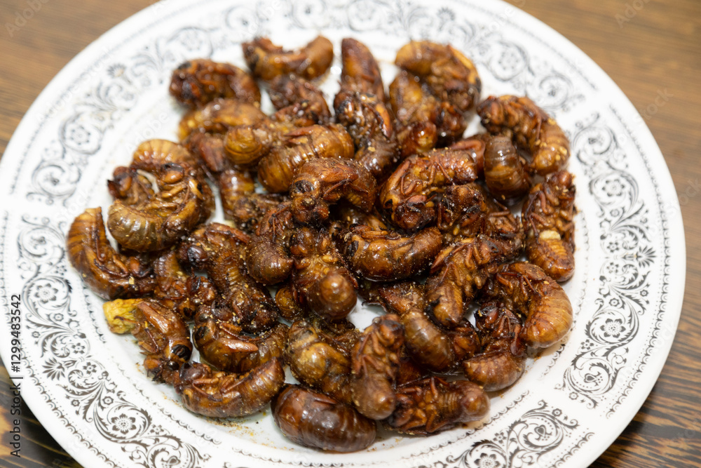 Fototapeta premium Shandong-style Deep-fried Cicada Nymphs