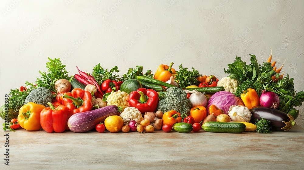 Fresh and Colorful Variety of Vegetables Arranged on a Table Fresh and Colorful Variety of Vegetables Arranged on a Table