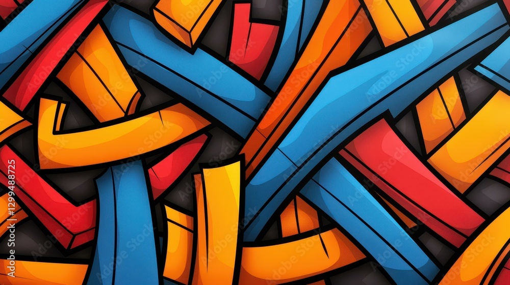 Fototapeta premium Vibrant abstract graffiti pattern with bold colors, perfect for adding a modern touch to any design project.