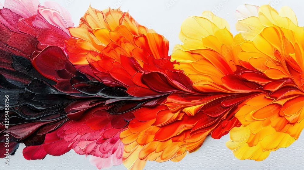 Fototapeta premium Vivid abstract painting features a dynamic explosion of red, orange, and black, capturing intense energy and emotion.