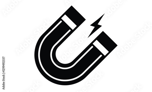 Magnet silhouette, horseshoe magnet icon, black vector illustration