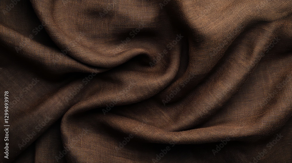 Fototapeta premium Luxurious Brown Linen Fabric Drape