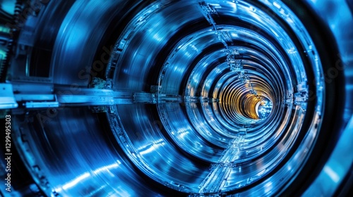 Heat-resistant metal plates of a rocket re-entry system in a high-tech laboratory.
