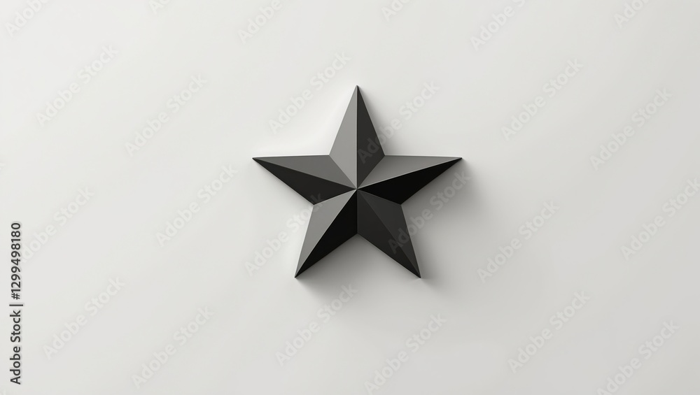 Obraz premium 3D Rendered Metallic Star on White Background: Geometric Design for Decor, Art, and Creative Pr