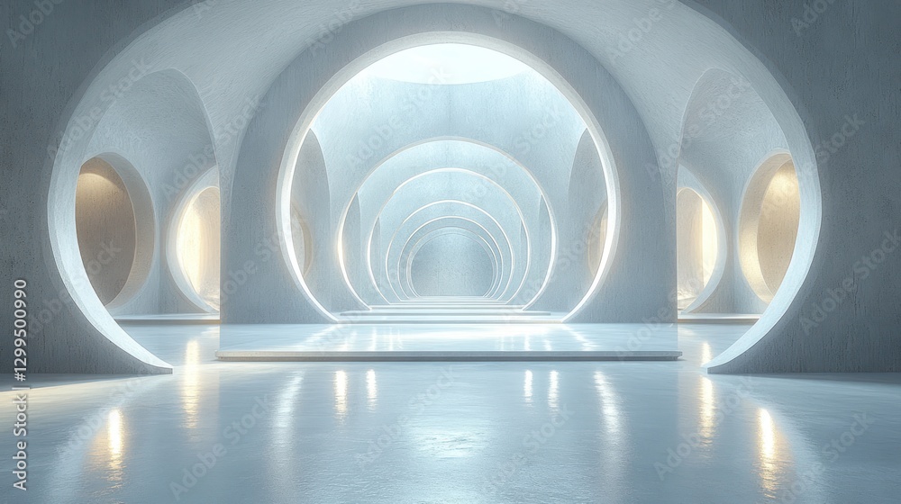 Fototapeta premium Modern, circular, architecture, interior, light