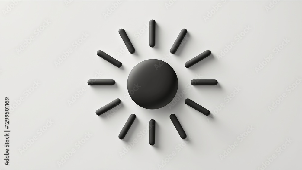 Minimalist Black Sun Icon on White Background: Modern Design for Technology, Apps, and Websites Minimalist Black Sun Icon on White Background: Modern Design for Technology, Apps, and Websites