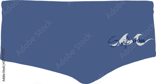 Navy Blue Men's Swim Brief with Surf Wave Design