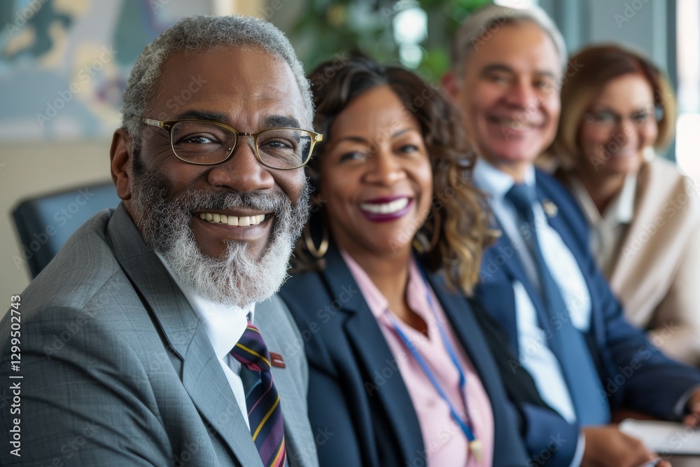 Portrait of senior African American businessman with colleagues in the background. Portrait of senior African American businessman with colleagues in the background.
