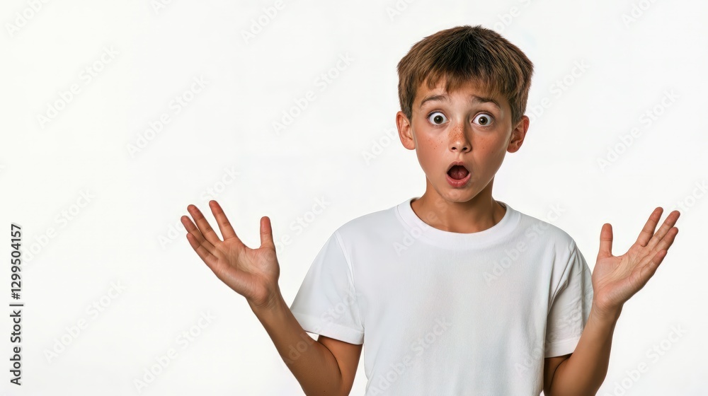 Generative AI, Surprised Child Portrait in High-Key Photography Generative AI, Surprised Child Portrait in High-Key Photography