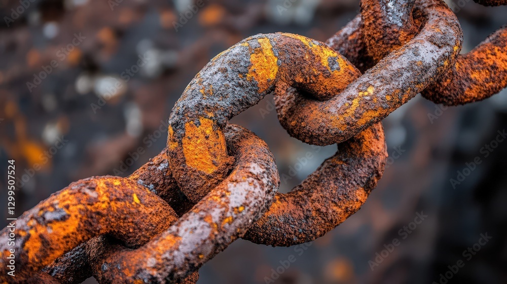 Rusty Chain Links Close Up Image Rusty Chain Links Close Up Image