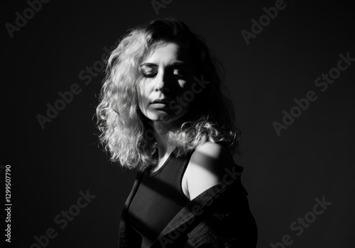 Woman in dramatic light portrait photography