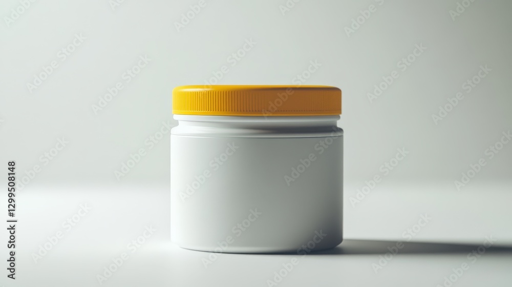 Zinc supplement canister on a clean surface with a cheerful yellow cap Zinc supplement canister on a clean surface with a cheerful yellow cap