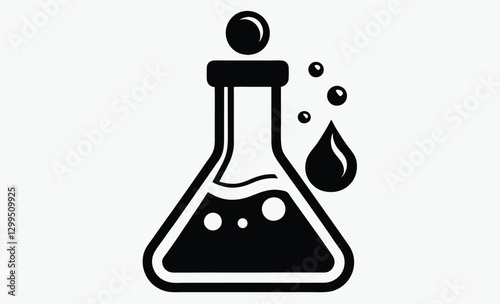 Chemical flask silhouette, laboratory experiment vector icon