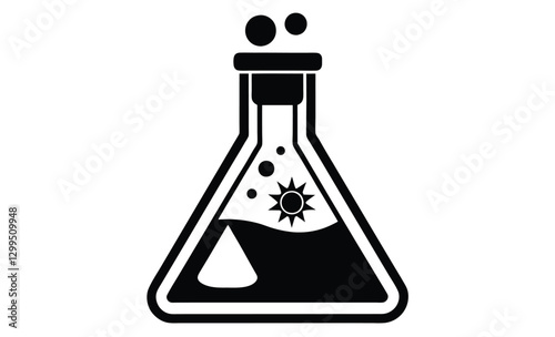Chemical flask silhouette, laboratory experiment vector icon