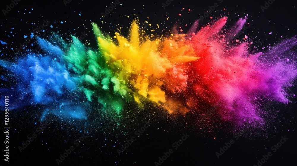 Exploding rainbow of vibrant colors against a dark background Exploding rainbow of vibrant colors against a dark background