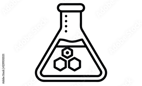 Chemical flask silhouette, laboratory experiment vector icon