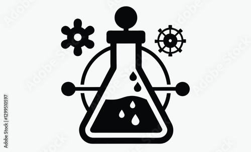 Chemical flask silhouette, laboratory experiment vector icon