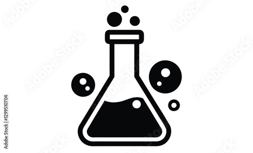 Chemical flask silhouette, laboratory experiment vector icon