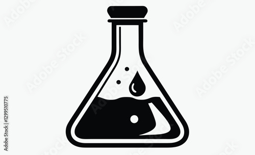 Chemical flask silhouette, laboratory experiment vector icon