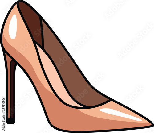 Beige stiletto pump with a pointed toe and sleek design.
