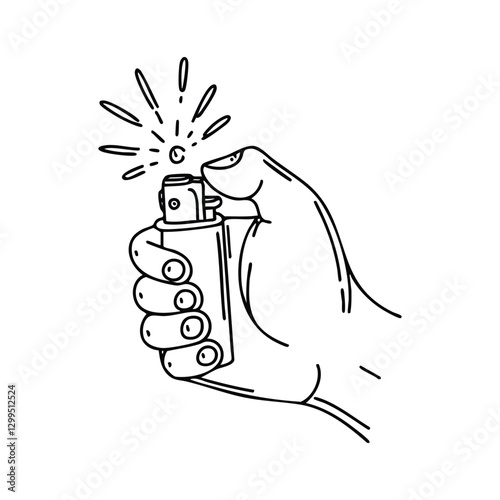 A hand flicking a lighter, creating a small spark