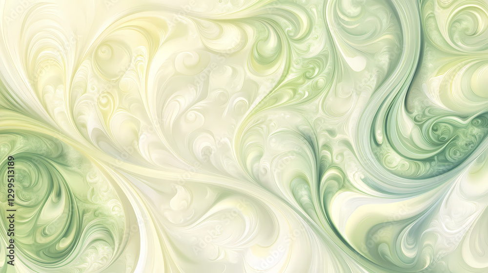 Fototapeta premium Gentle abstract swirls, a harmonious blend of soft hues creating flowing patterns, ideal for modern decor or digital backgrounds. Harmony - Meadow. Illustration