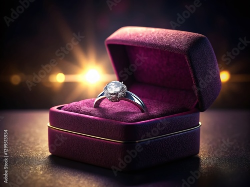 Elegant Diamond Ring in Velvet Box - Luxury Jewelry Gift