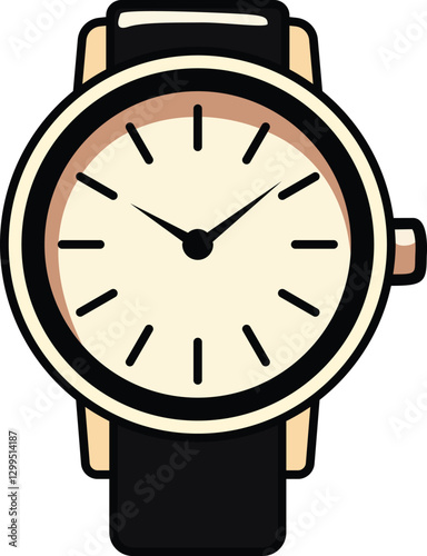 Black wristwatch with gold-tone details and a sleek design.