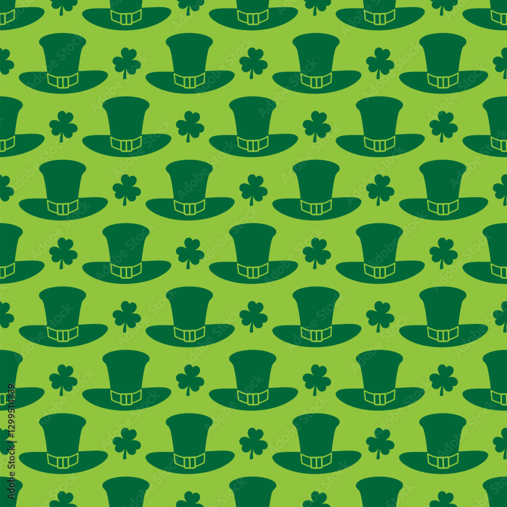 St. Patricks Day seamless pattern. Green Saint Patricks Day backdrop. Vector background for textile, fabric, wallpaper, wrapping paper, scrapbooking, etc.