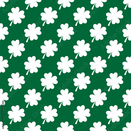 Obraz na płótnie Saint Patricks Day shamrock seamless pattern. Shamrock leaves on green background. St. Patricks Day backdrop. Vector template for fabric, textile, wallpaper, wrapping paper, scrapbooking, etc. w salonie