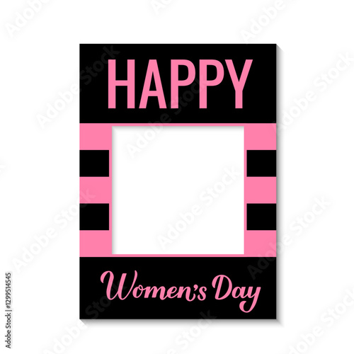 Obraz na płótnie Women’s Day photo booth frame. International Womens Day photobooth props. Vector template. w salonie