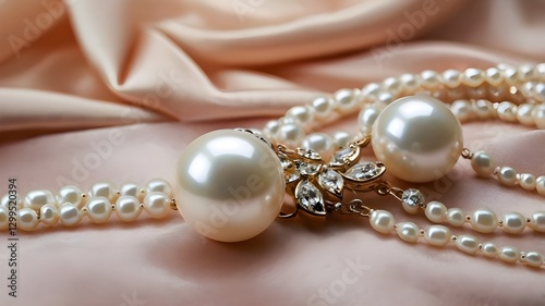 Shiny pearl and silk background with soft light