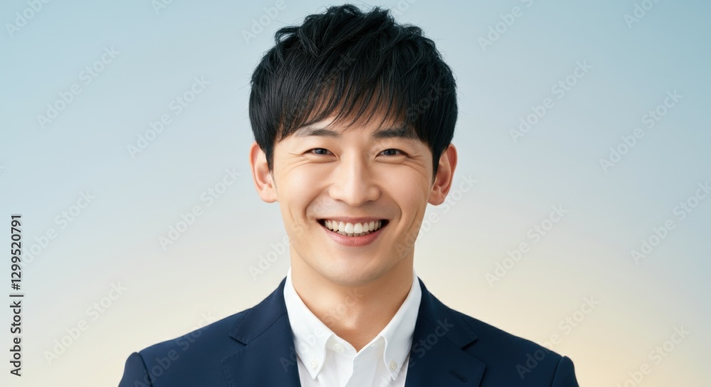 Young asian male in suit smiling against gradient background Young asian male in suit smiling against gradient background