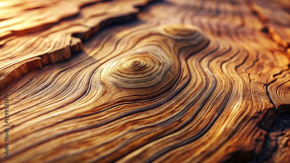 Fototapeta premium Elm Tree Veneer Close-up: Graceful Wooden Surface Texture with Timeless Natural Allure - Tilt-Shift Photography