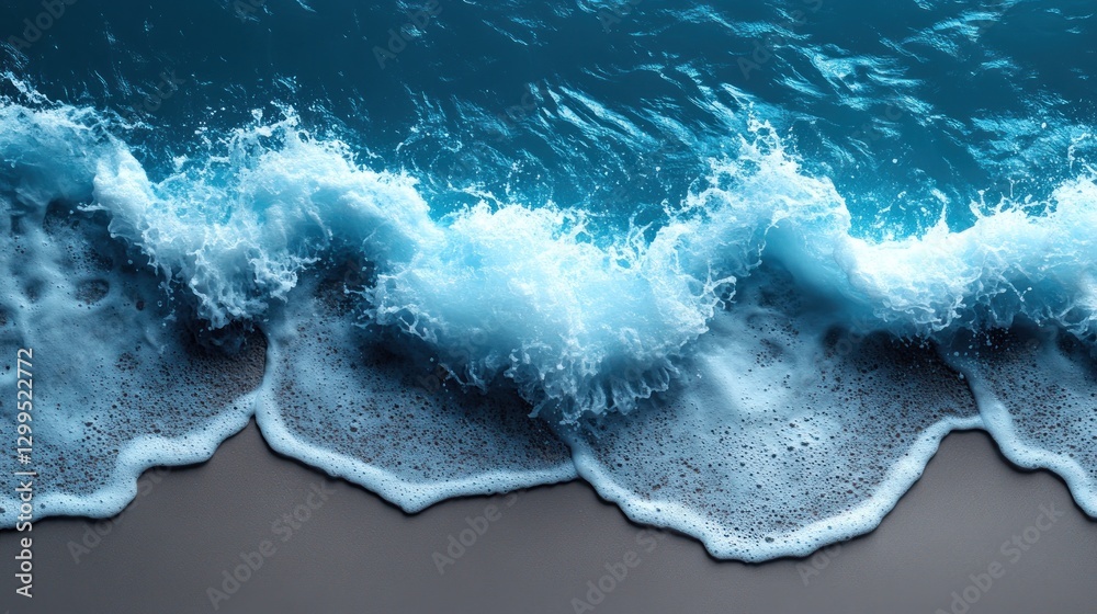 Fototapeta premium Ocean waves crashing on shore at night