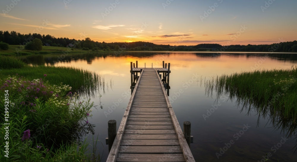 Fototapeta premium sunset on the lake