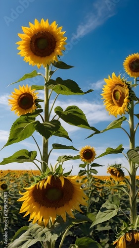Sunflower Field Under a Clear Blue Sky
