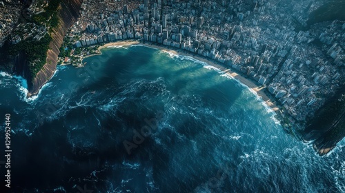 Spectacular Aerial Vista of Botafogo Bay Capturing the Iconic Rio de Janeiro Skyline and Vibrant Urban Coastal Splendor from a High Angle