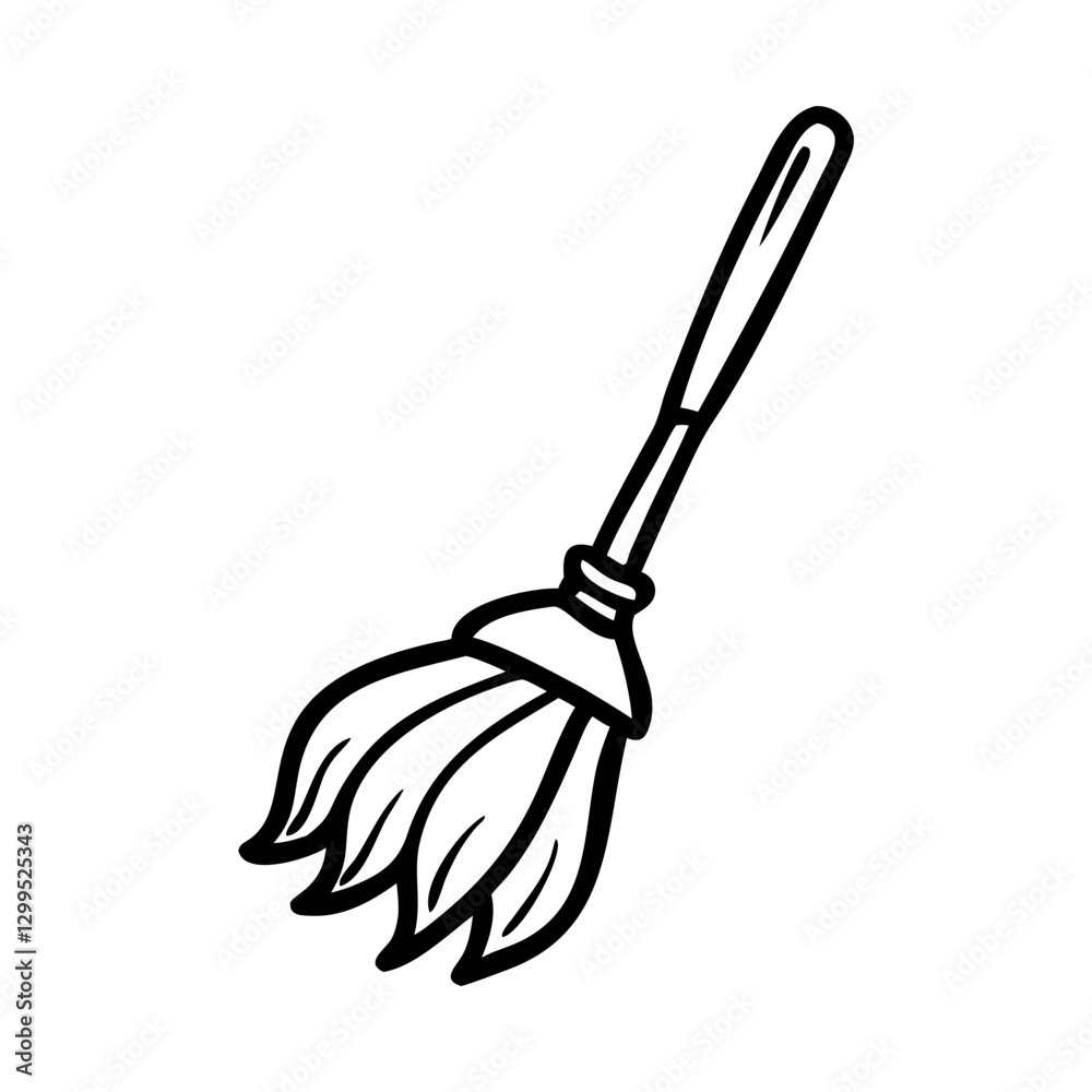 Obraz premium Broom icon cleaning floor, household chore concept